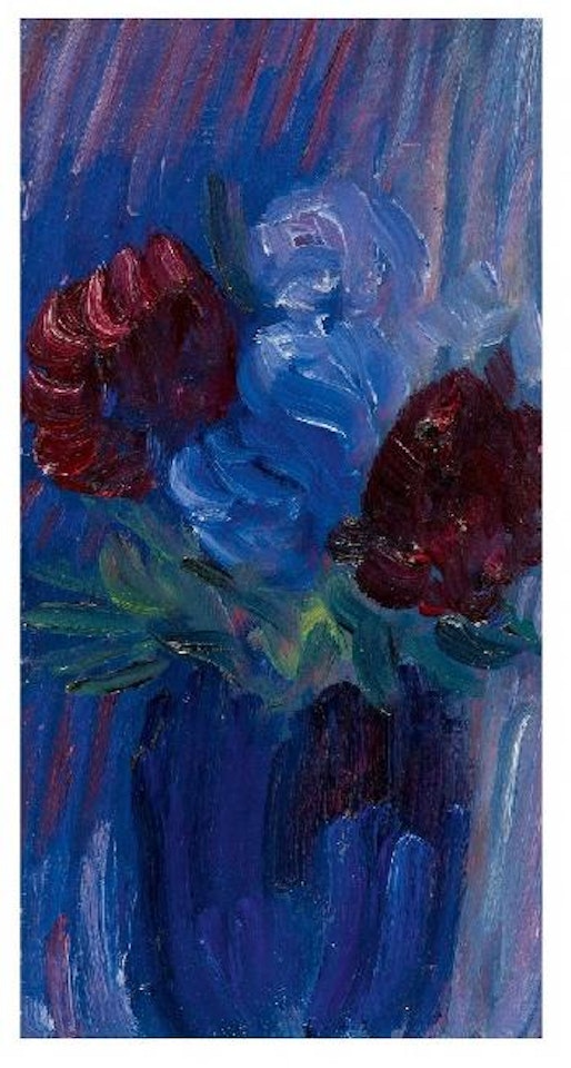 Grosses Stilleben (Zwei Rote Blumen In Blauer Vase) by Alexej von Jawlensky