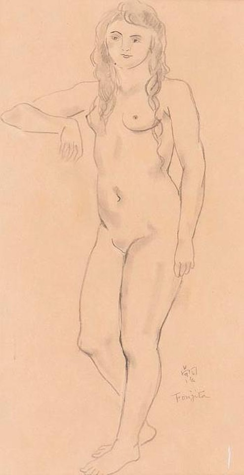 Femme nue accoudée by Leonard Tsuguharu Foujita