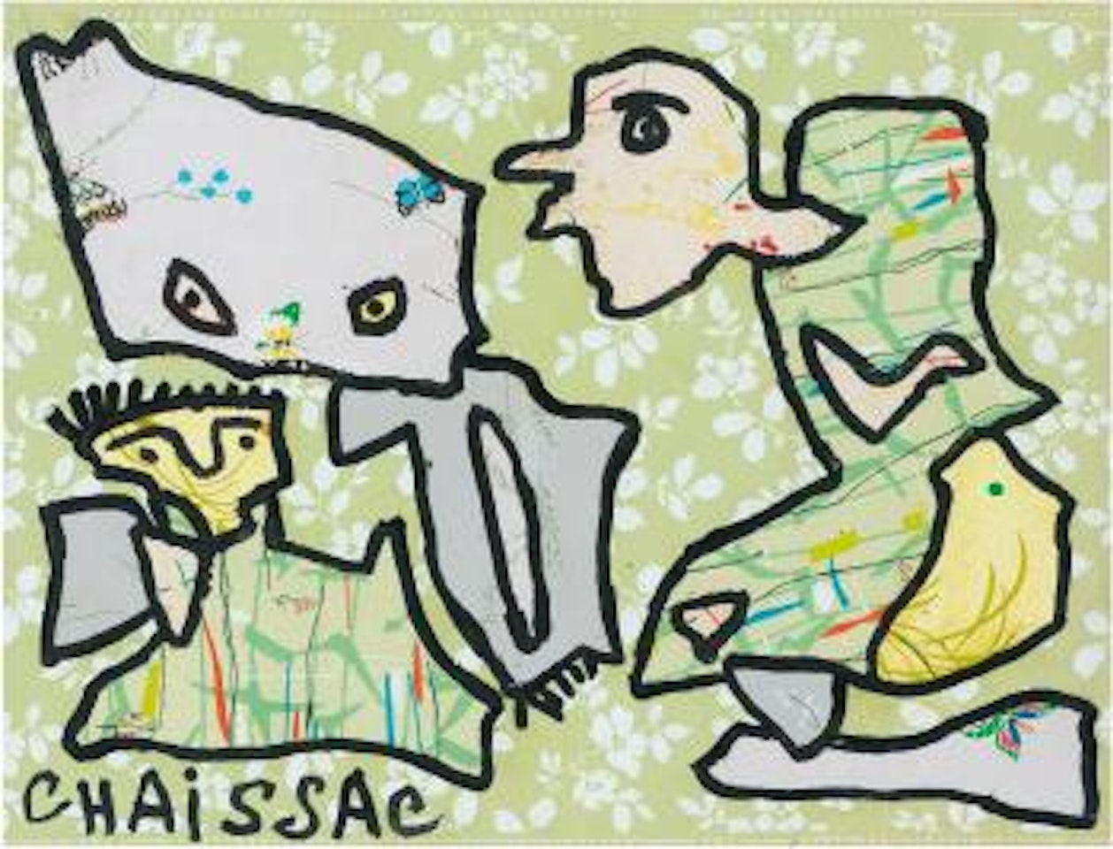 Composition Aux Trois Personnages by Gaston Chaissac