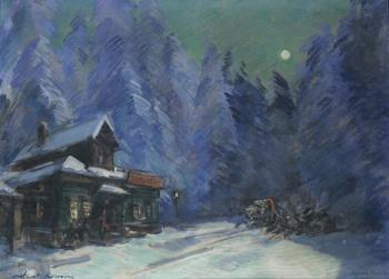 Winter by moonlight by Konstantin Alekseevich Korovin