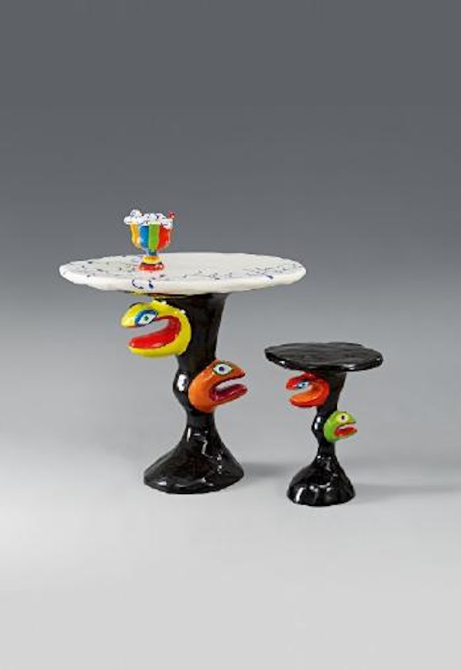 Table, Tabouret Et Vase by Niki de Saint Phalle