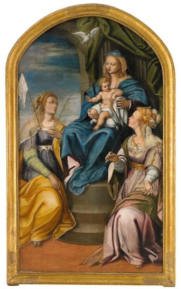 Madonna och barnet med S:ta Ursula och S:ta Justina av Padua by Venetian School