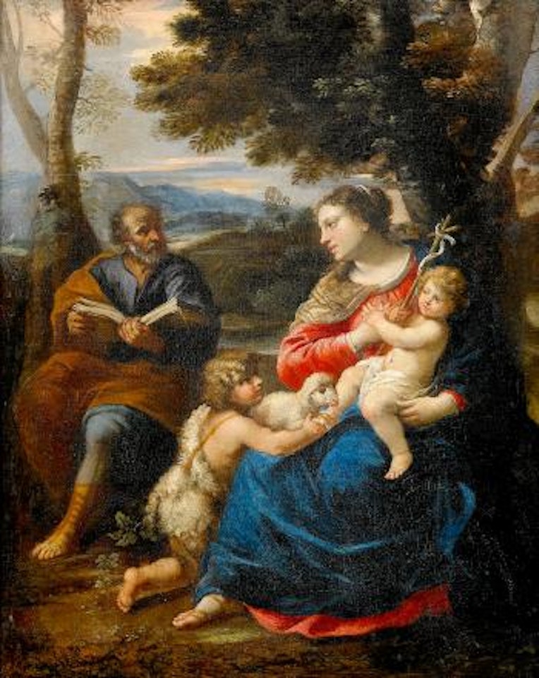 Heliga familjen med Johannes Döparen by Guillaume Courtois