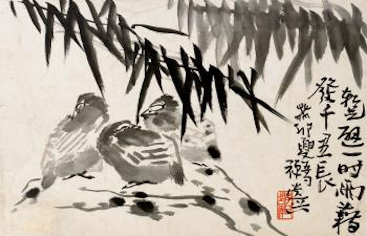 Birds Resting under Bamboo by Li Kuchan
