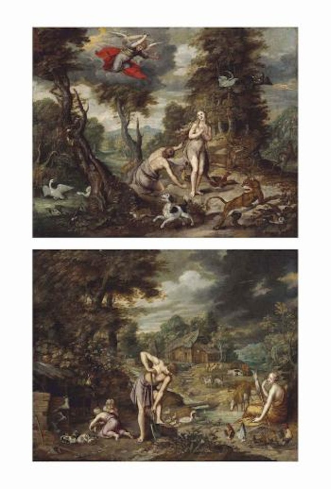 The Expulsion of Adam and Eve; and The Toil of Adam by Jan Brueghel the Younger