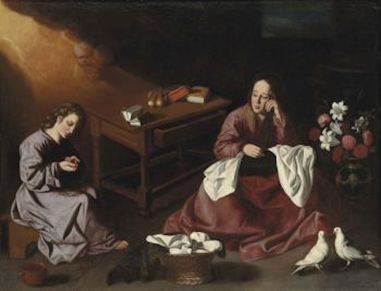 The Virgin And Christ Child In The House At Nazareth by Francisco de Zurbaran