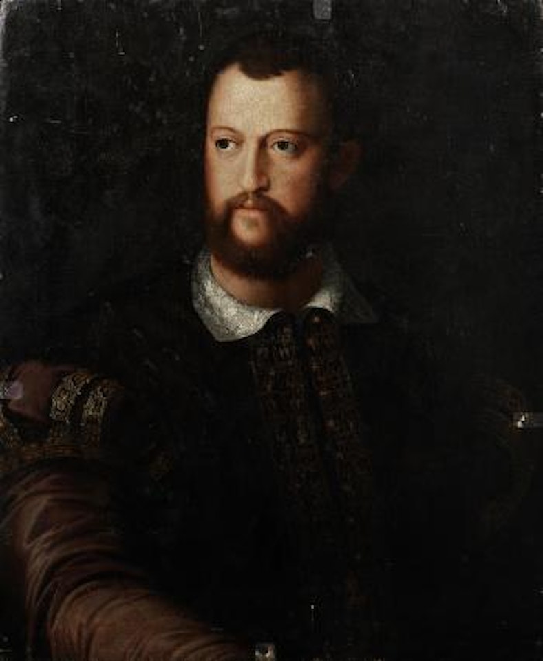 Portrait of Cosimo de' Medici (1519-1594), half-length, in a burgundy embroidered coat by Bronzino