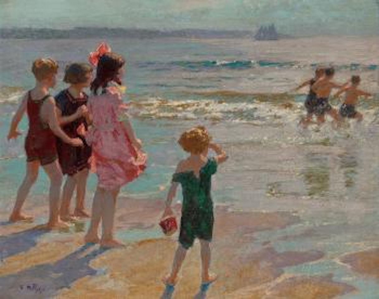 Children at the shore by Edward Henry Potthast