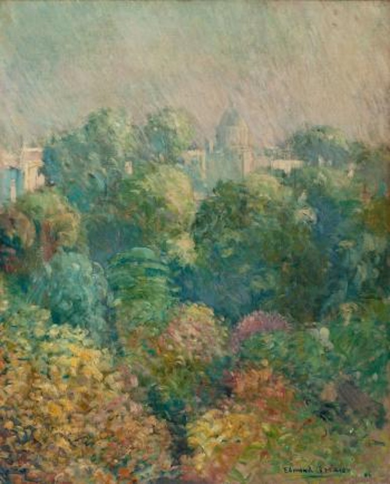 Tree tops from Boulevard Raspail, Paris by Edmund William Greacen
