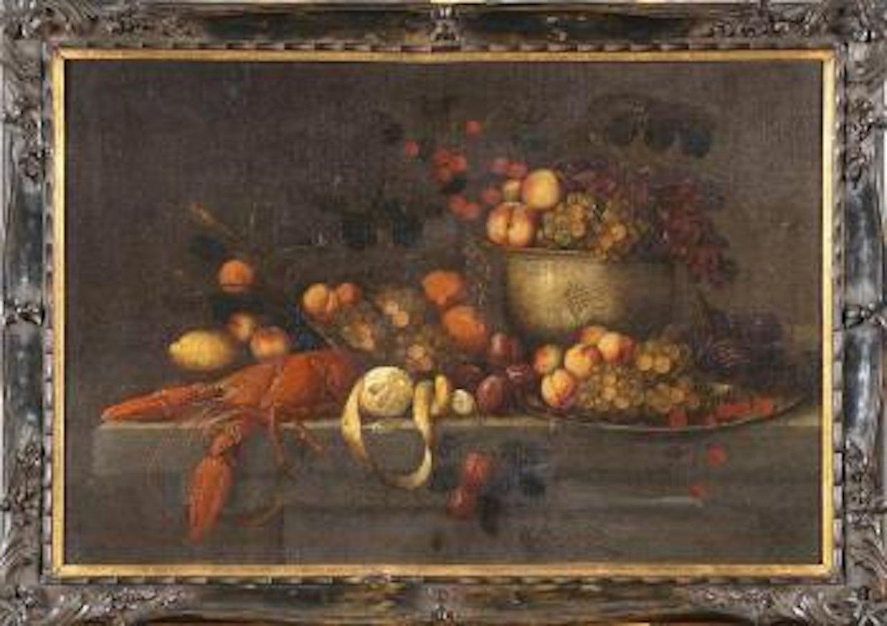 Nature morte au homard et aux fruits by J Bourginon by Cornelis de Heem
