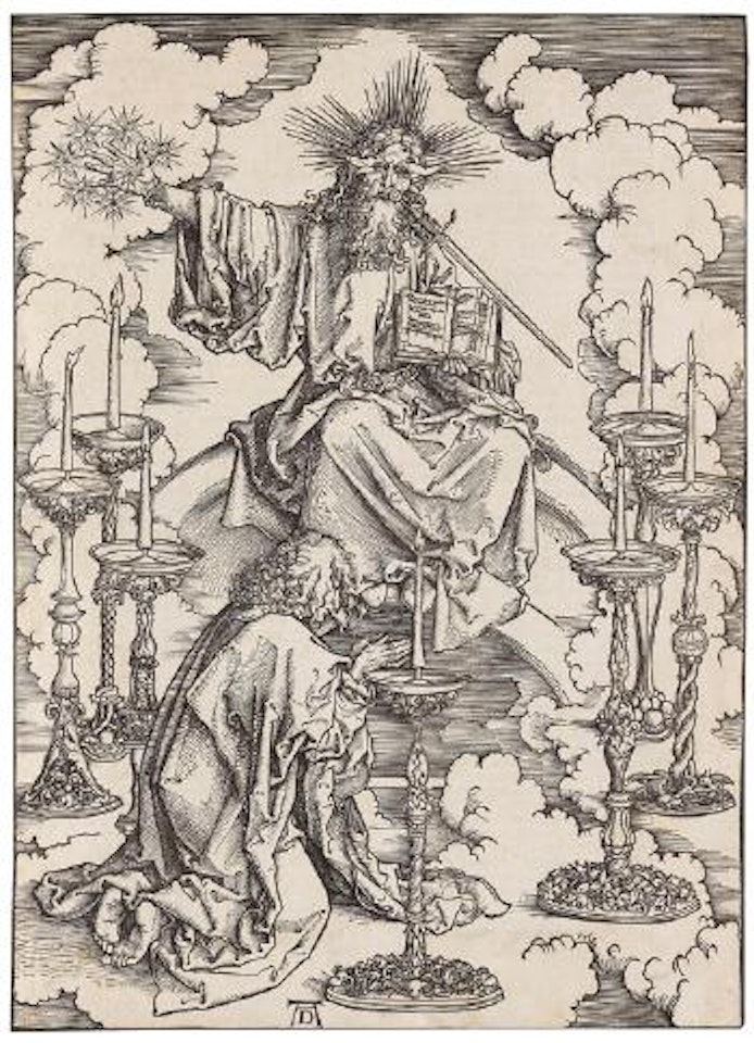 Apokalypse, 1. Figur: Johannes erblickt die sieben Leuchter by Albrecht Dürer