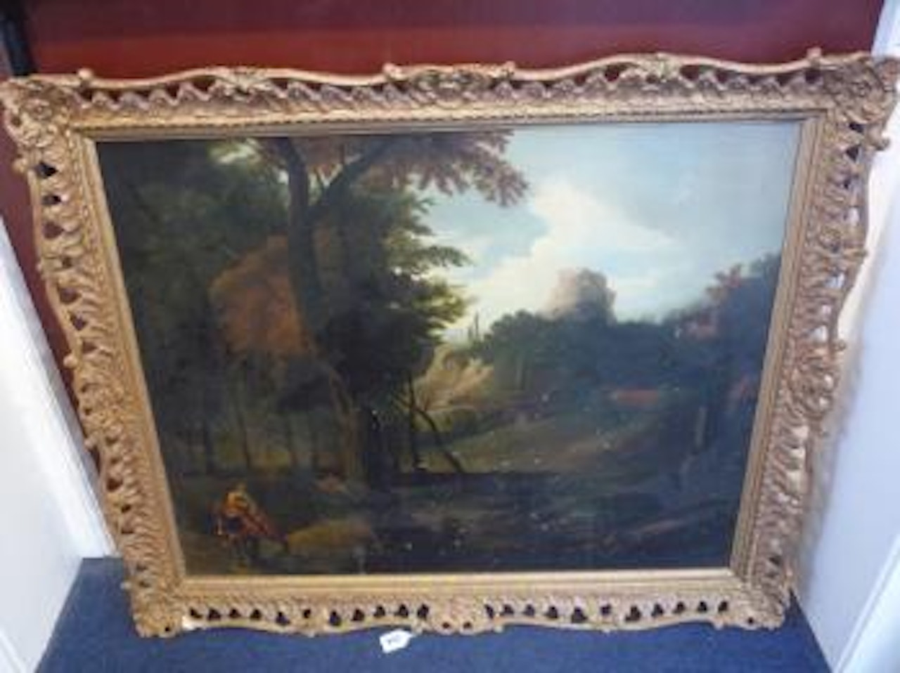 Romantic landscape with figure on donkey by Jan Both