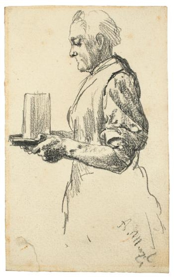 Frau mit Wasserglas by Adolph Menzel