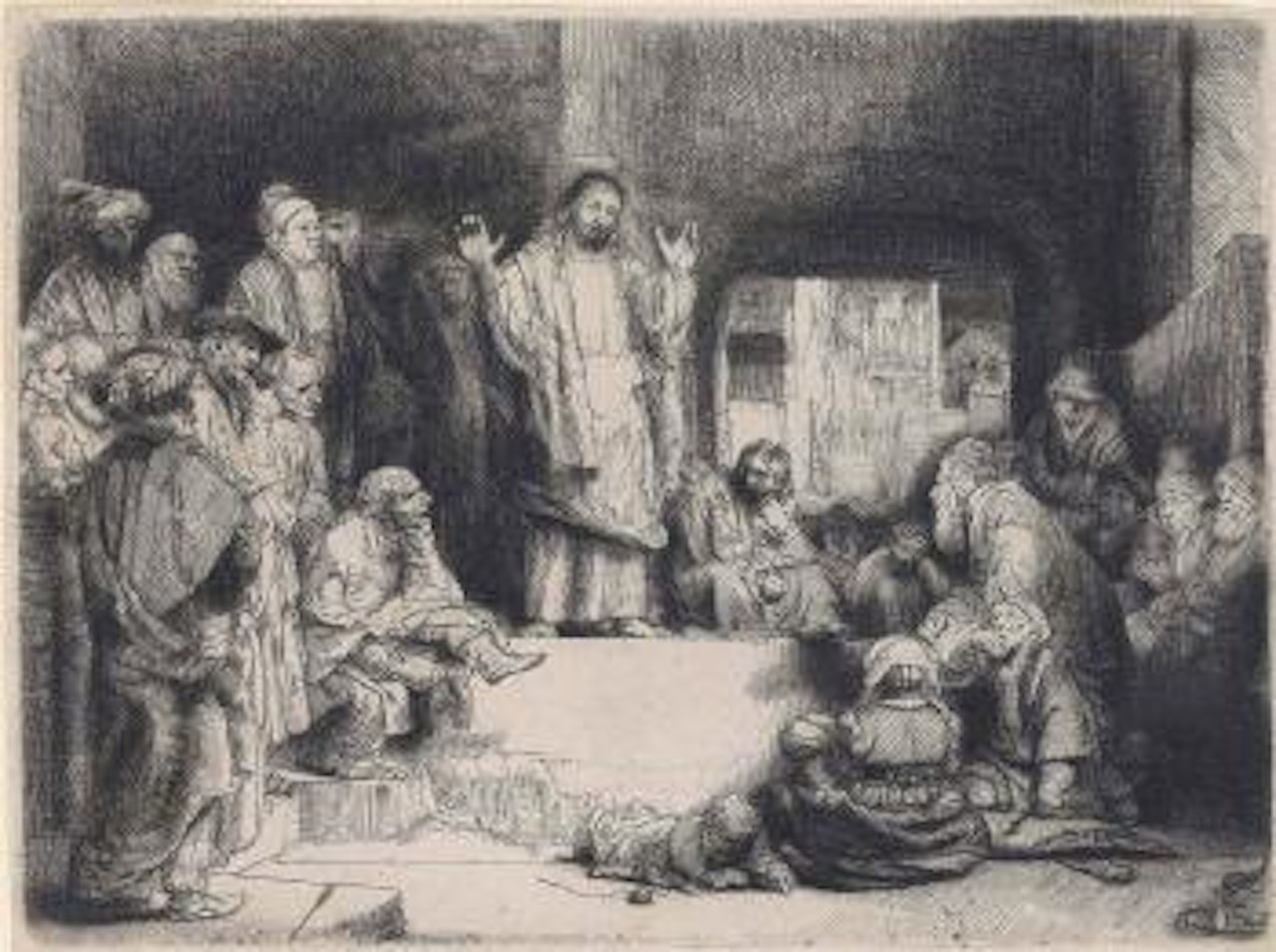 Christ Preaching: 'La Petite Tombe' (B, Holl 67; H 256) by Attributed to Rembrandt Harmensz van Rijn