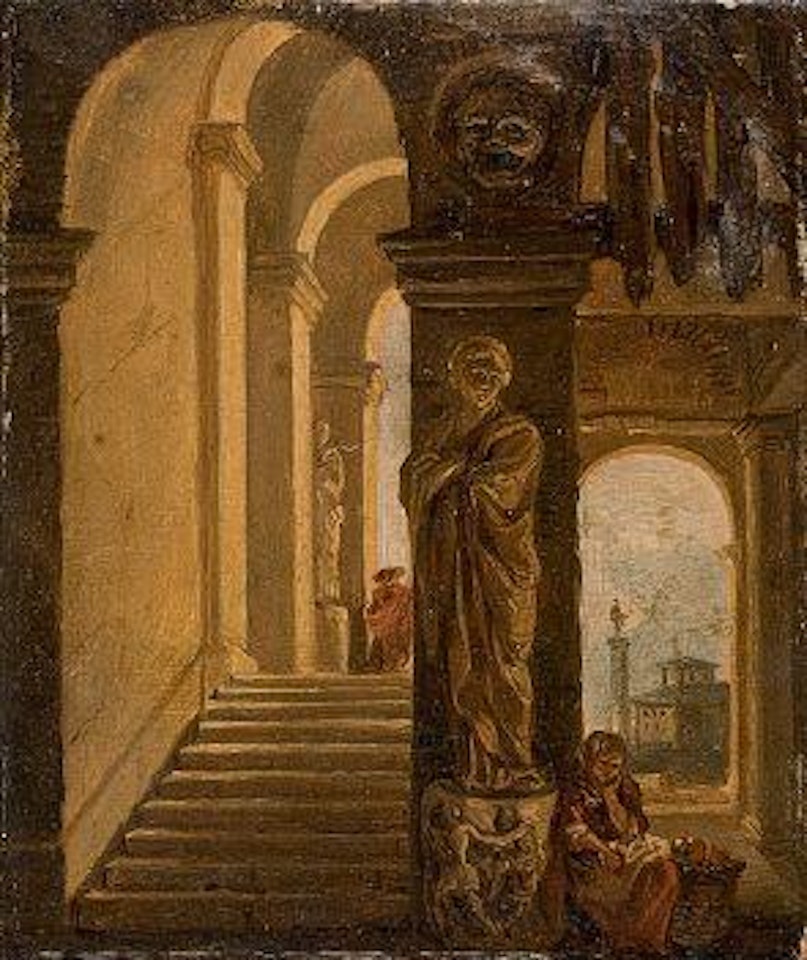 Kircheninterieur mit Figurenstaffage by Hubert Robert