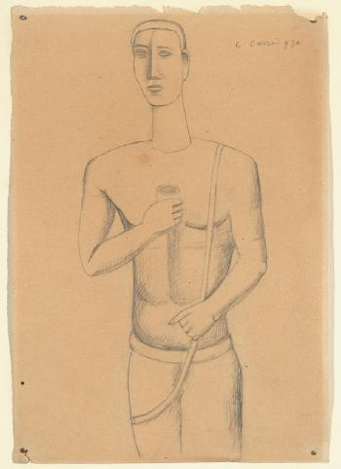 Uomo col bicchiere by Carlo Carra