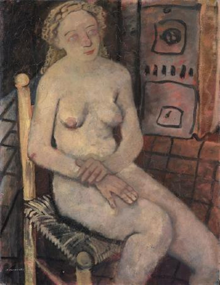 Nudo (modella bionda o Nudo di donna seduta) by Felice Casorati