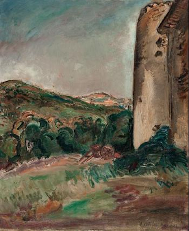 Hügellandschaft mit Turm und Karren by Othon Friesz