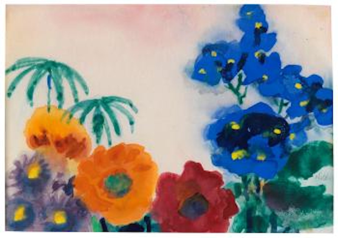 Blumenstillleben mit Astern, Mohn und Rittersporn by Emil Nolde
