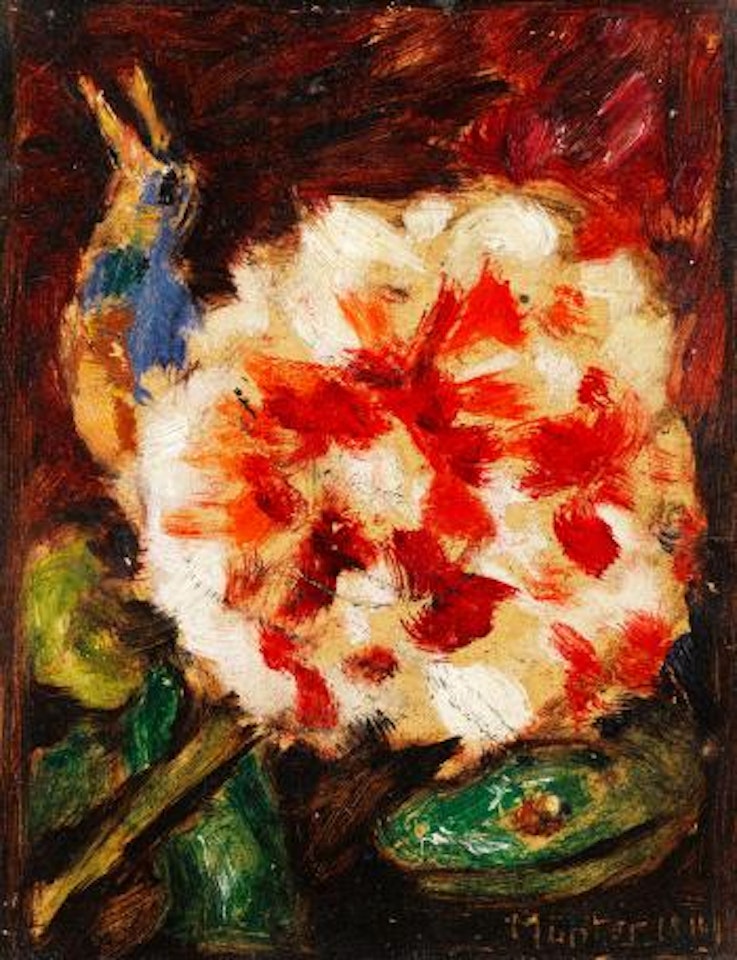 Blume mit Vogel und Echsenkopf by Gabriele Münter