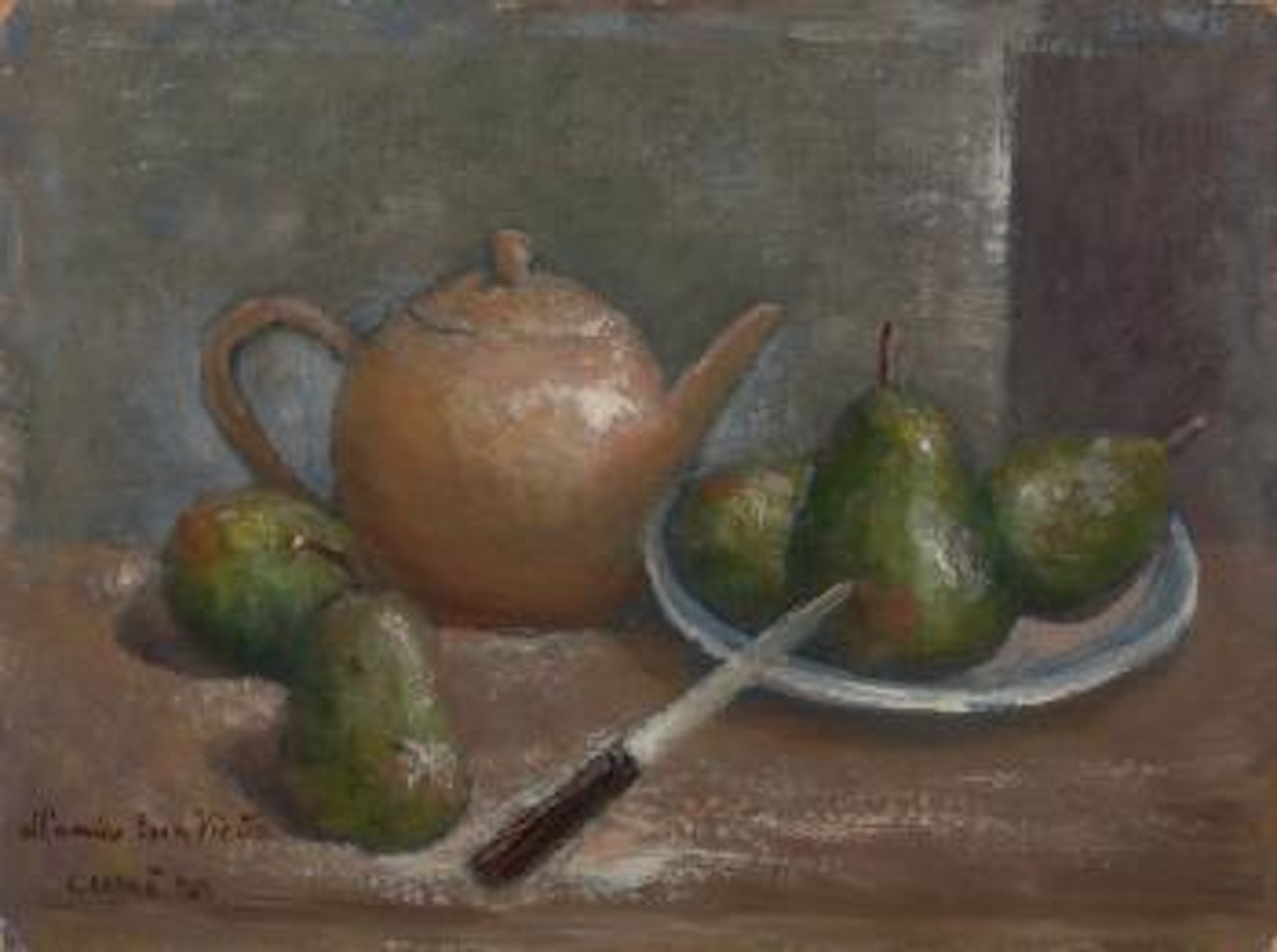 Natura morta con teiera e pere by Carlo Carra