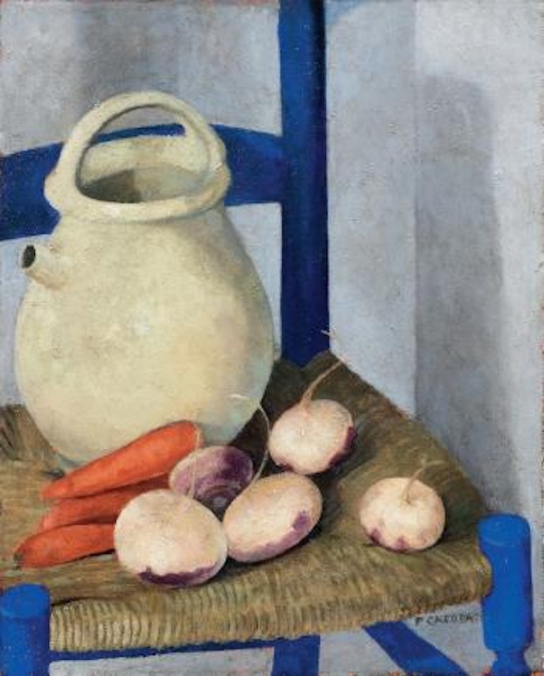 Sedia azzurra e rape (rape e brocca) by Felice Casorati