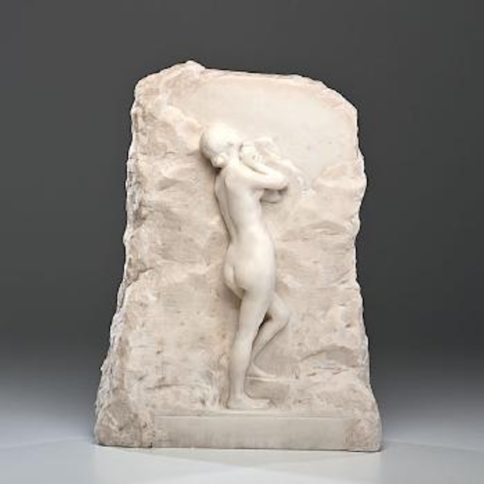 Nude emerging from the natural rock, gazing upward by Alfred Boucher