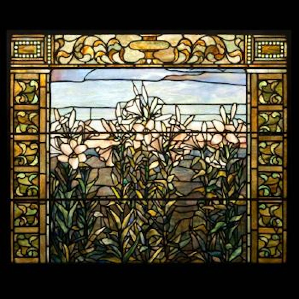 Easter lily memorial window by Tiffany Studios