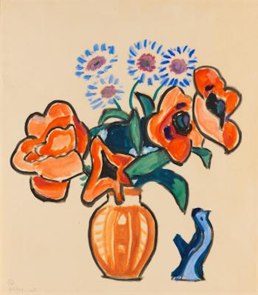Blumenstillleben mit Vögelchen by Gabriele Münter