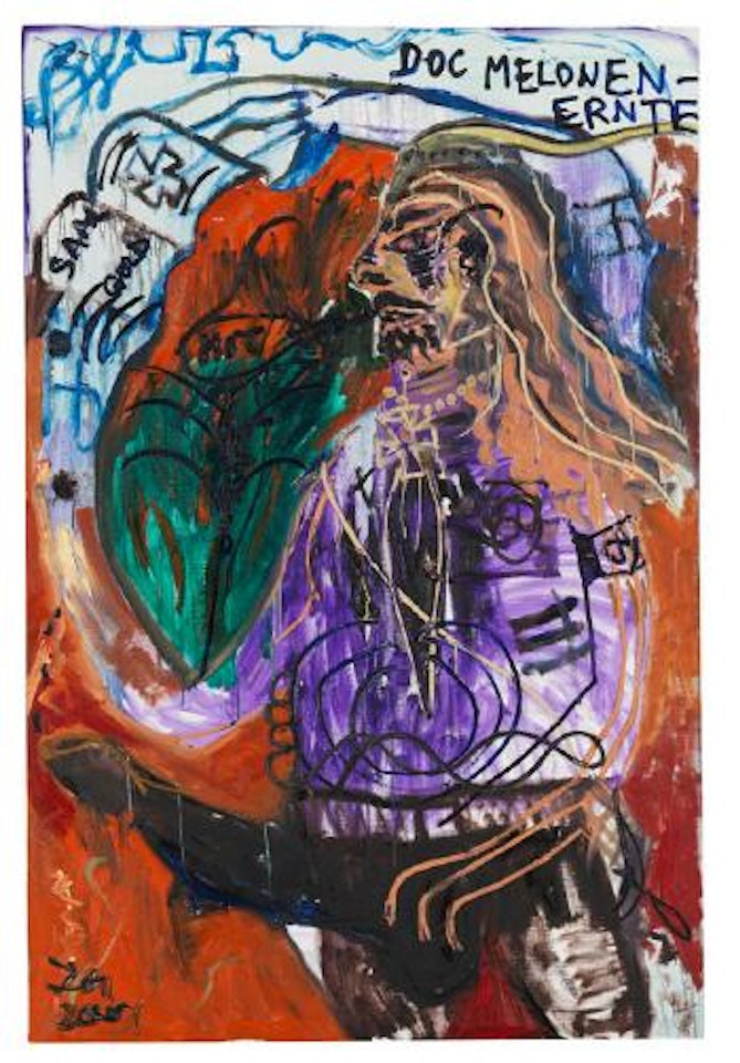 Don Knurrhahn (Selbstportrait) mit Stallpimmel by Jonathan Meese