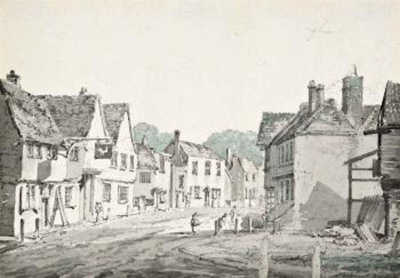 The High Street At Egham, Surrey by Thomas Girtin by Joseph Mallord William Turner