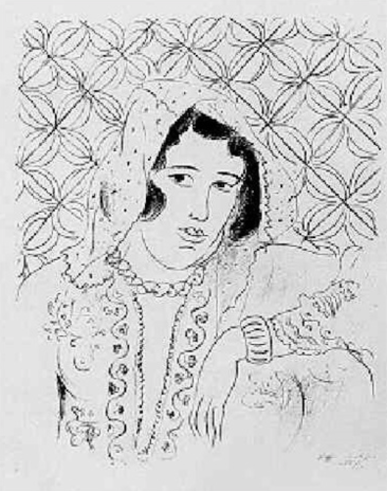 Figure Devant Tapa Africain by Henri Matisse
