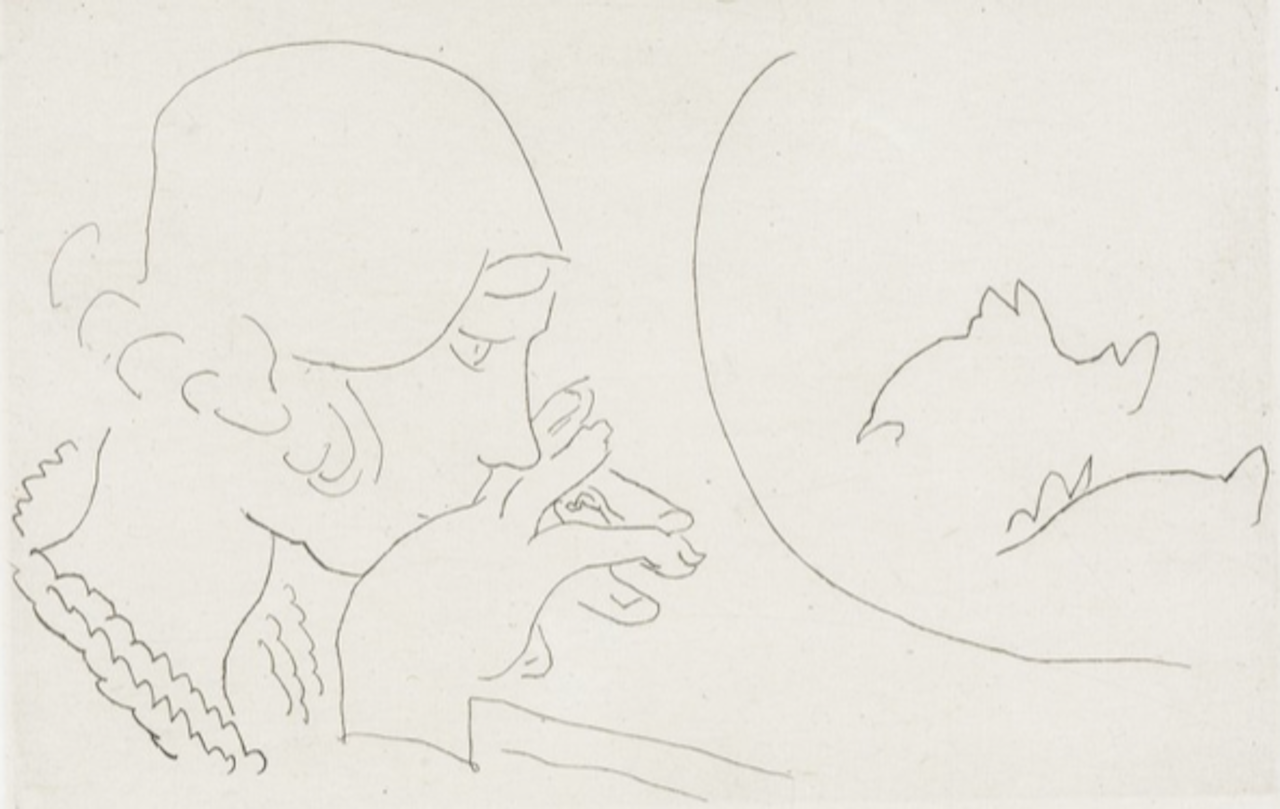 Jeune Femme Contemplant Un Bocal De Possions Rouge by Henri Matisse