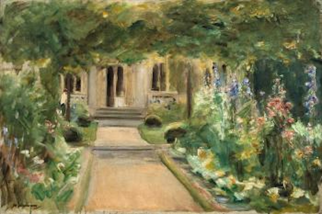 Blick aus dem Nutzgarten nach Osten auf den Eingang zum Landhaus by Max Liebermann