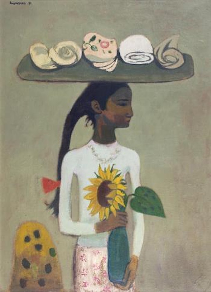Girl with Laundry by Alberto Morrocco