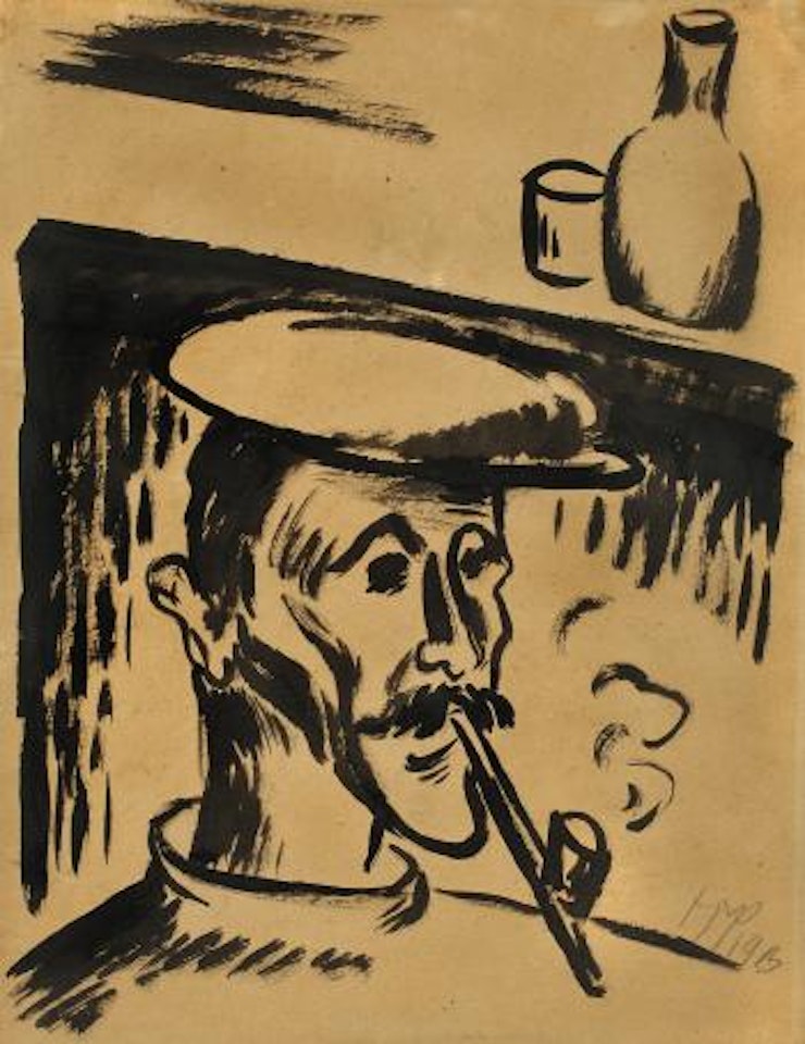 Fischer mit Pfeife und Hut by Max Pechstein