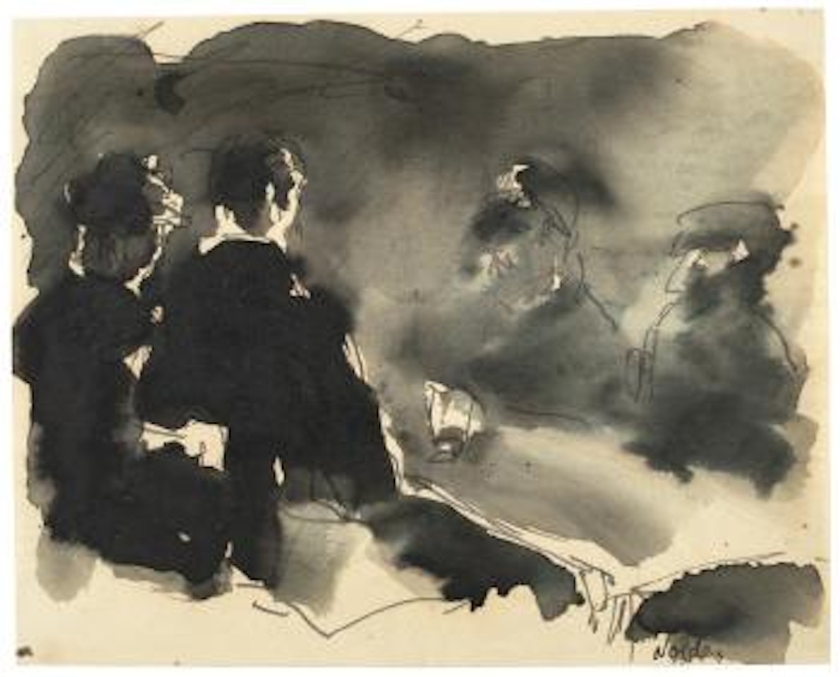 Paar und Zwei Männer am Tisch by Emil Nolde