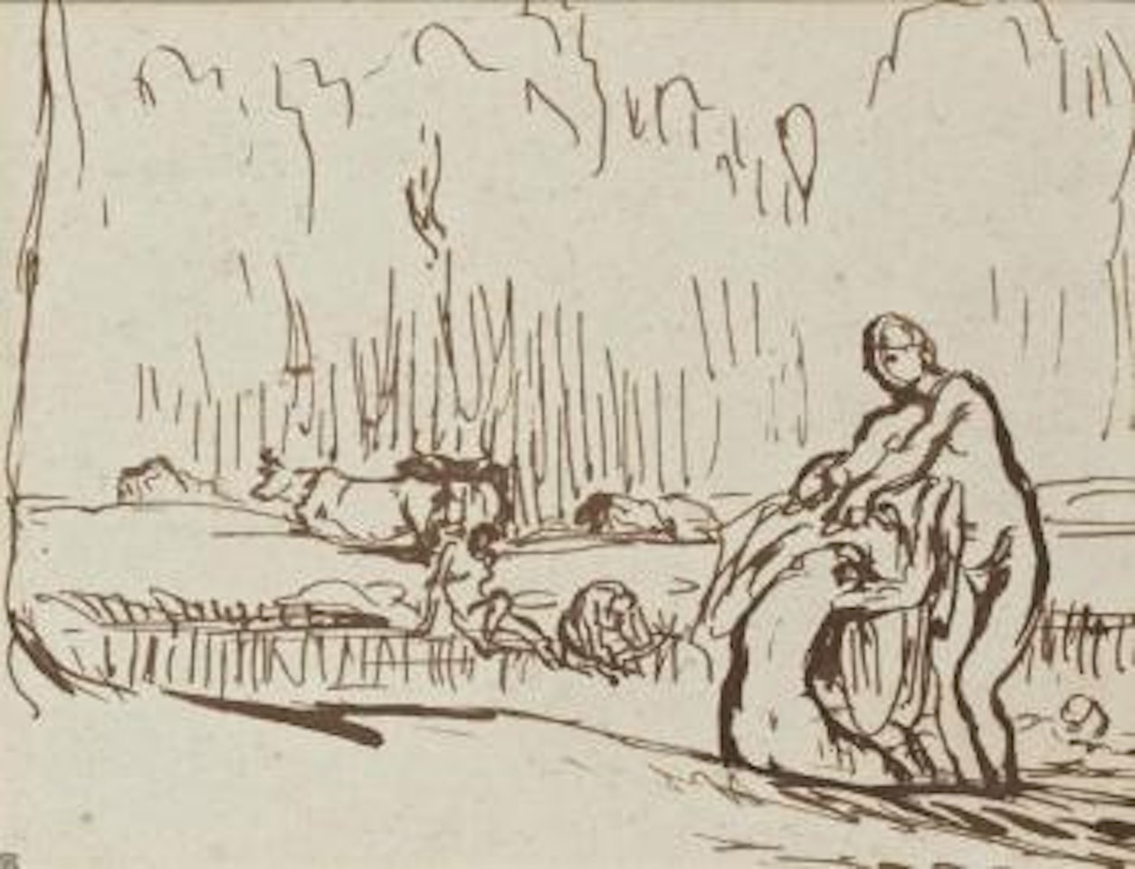 Des Baigneuses Sortant De La Rivière by Jean-François Millet