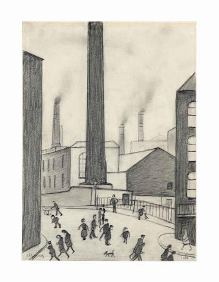 Industrial Scene near Oldham by Laurence Stephen Lowry