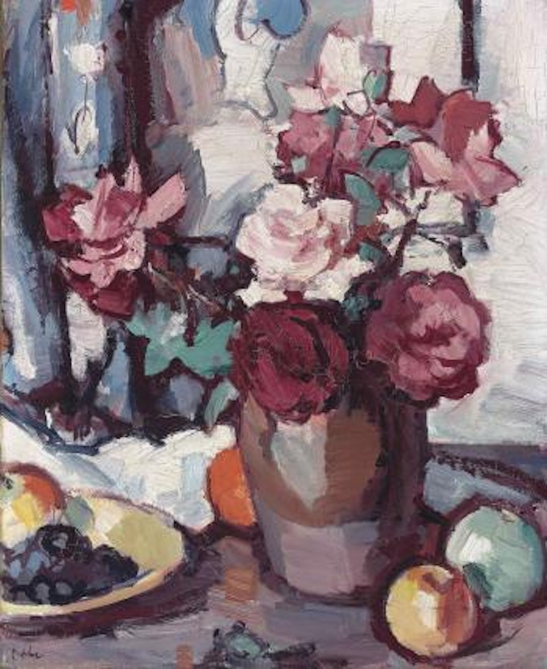 Still life with Roses, Grapes and Apples by Samuel John Peploe