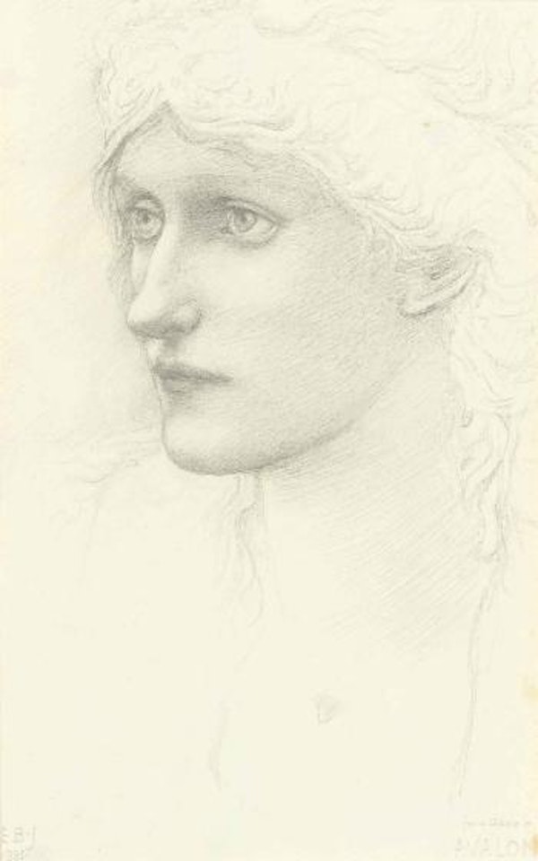 Study for the head of a Queen in 'Arthur in Avalon' by Edward Coley Burne-Jones