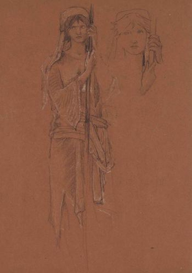 Two figure studies for 'Arthur in Avalon' by Edward Coley Burne-Jones