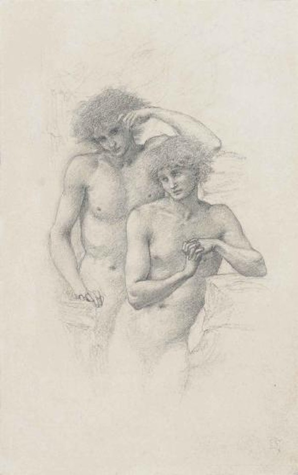 Study of two male nudes for 'Arthur in Avalon' by Edward Coley Burne-Jones