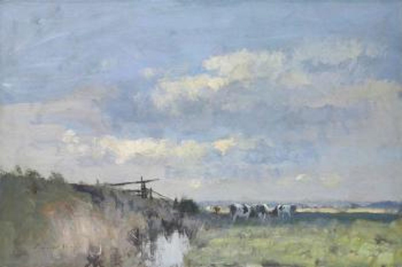Cattle at the Rond Dyke, Thurne Marsh by Edward Seago