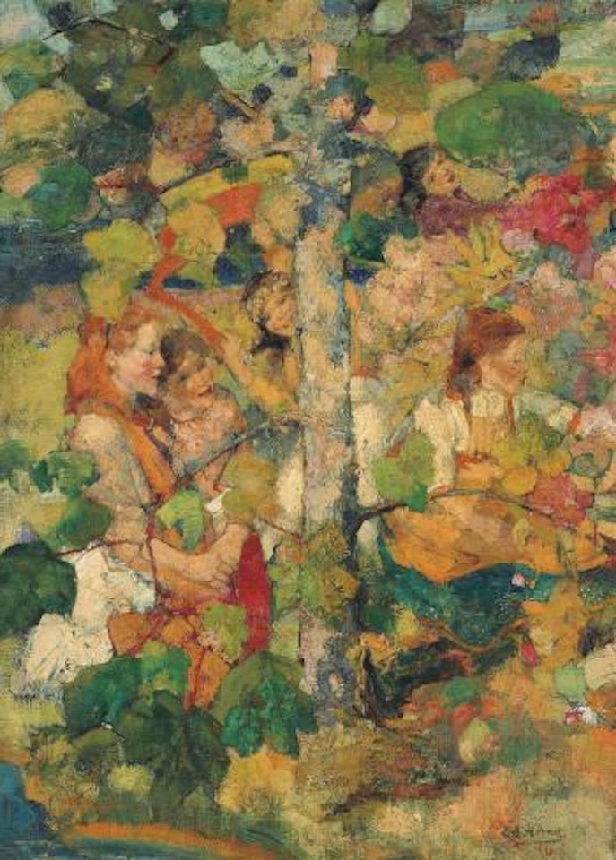 Children dancing around a tree by Edward Atkinson Hornel