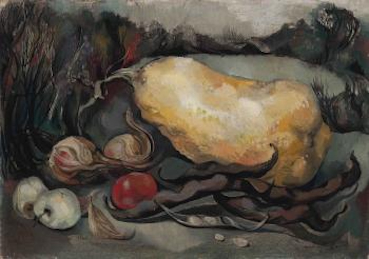 Still life with fruit and gourd by Michael Ayrton