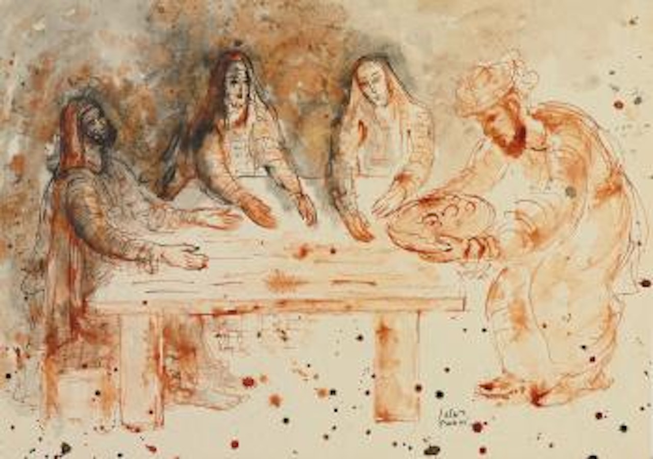 The Three Visitors To Abraham (Araham And The Angels) by Reuven Rubin