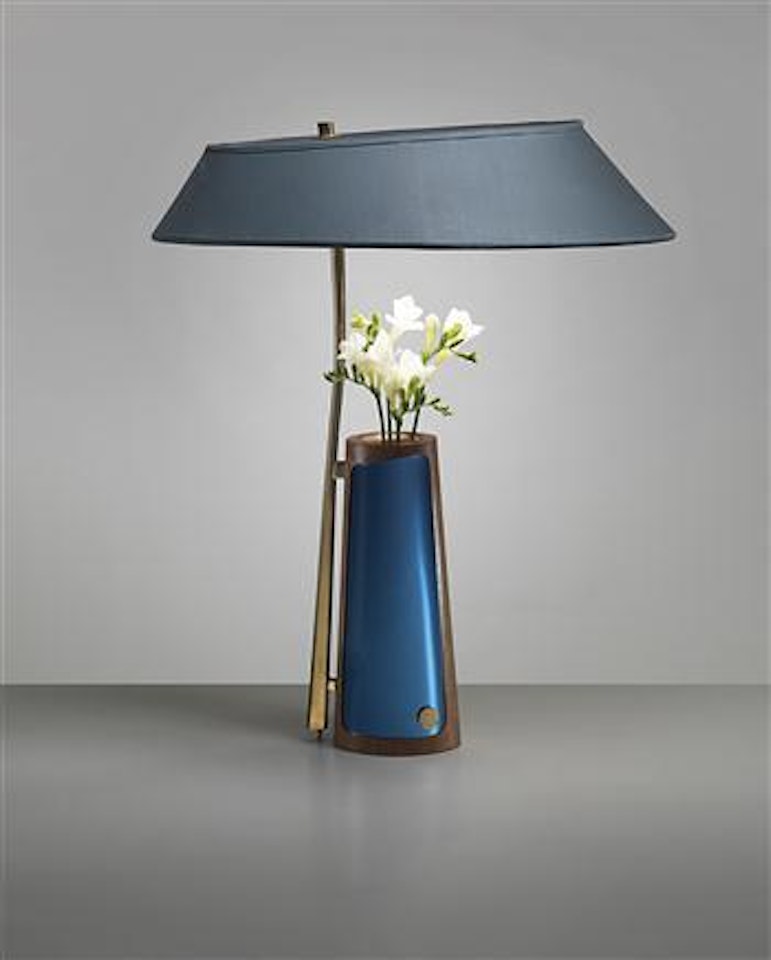 Rare table lamp with integrated vase by Max Ingrand