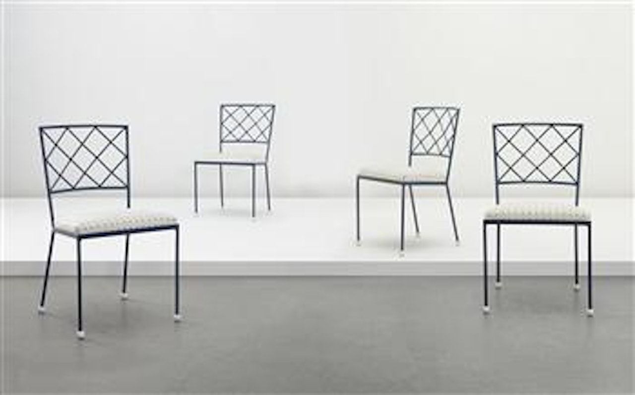 Set of four 'Croisillon' side chairs by Jean Royere