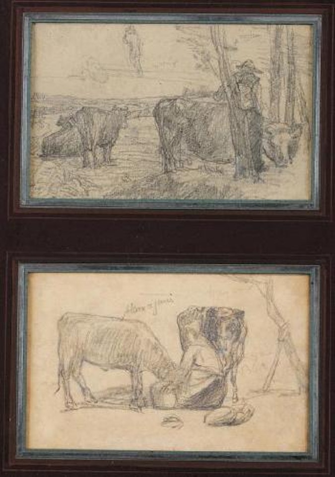 Fermier et son troupeau. Fermière et ses vaches by Eugène Boudin